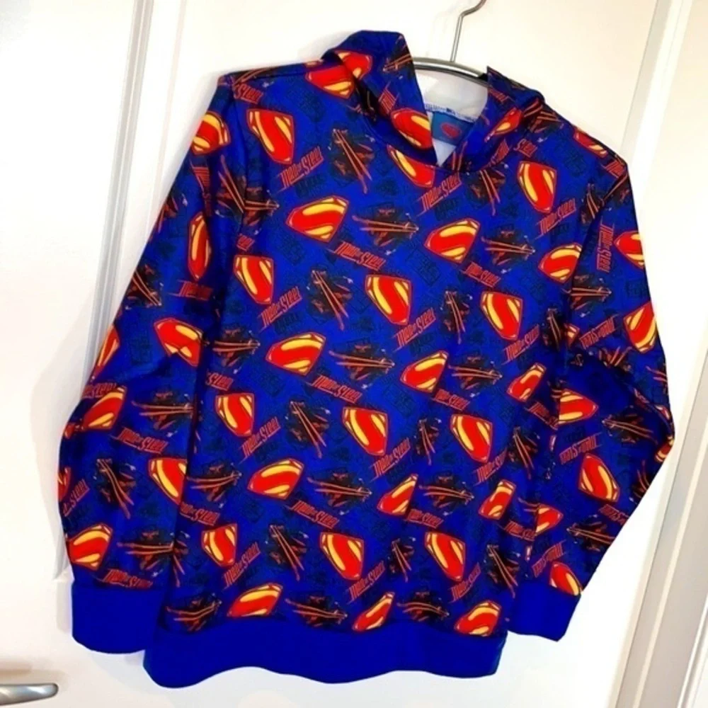 DC COMICS | Youth Size XL (14-16) SUPERMAN Blue Hooded Sweatshirt